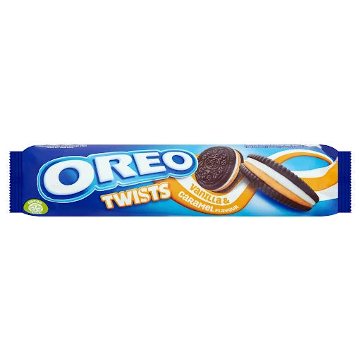 Oreo Twists Vanilla & Caramel Cookie Sandwich Biscuits 157G